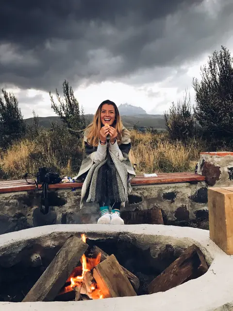 Outdoor fire pit at the lodge